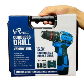 دریل شارژی ویوارکس گارانتی دار براشلس مدل VR1610V-21BL با ۲ باتری